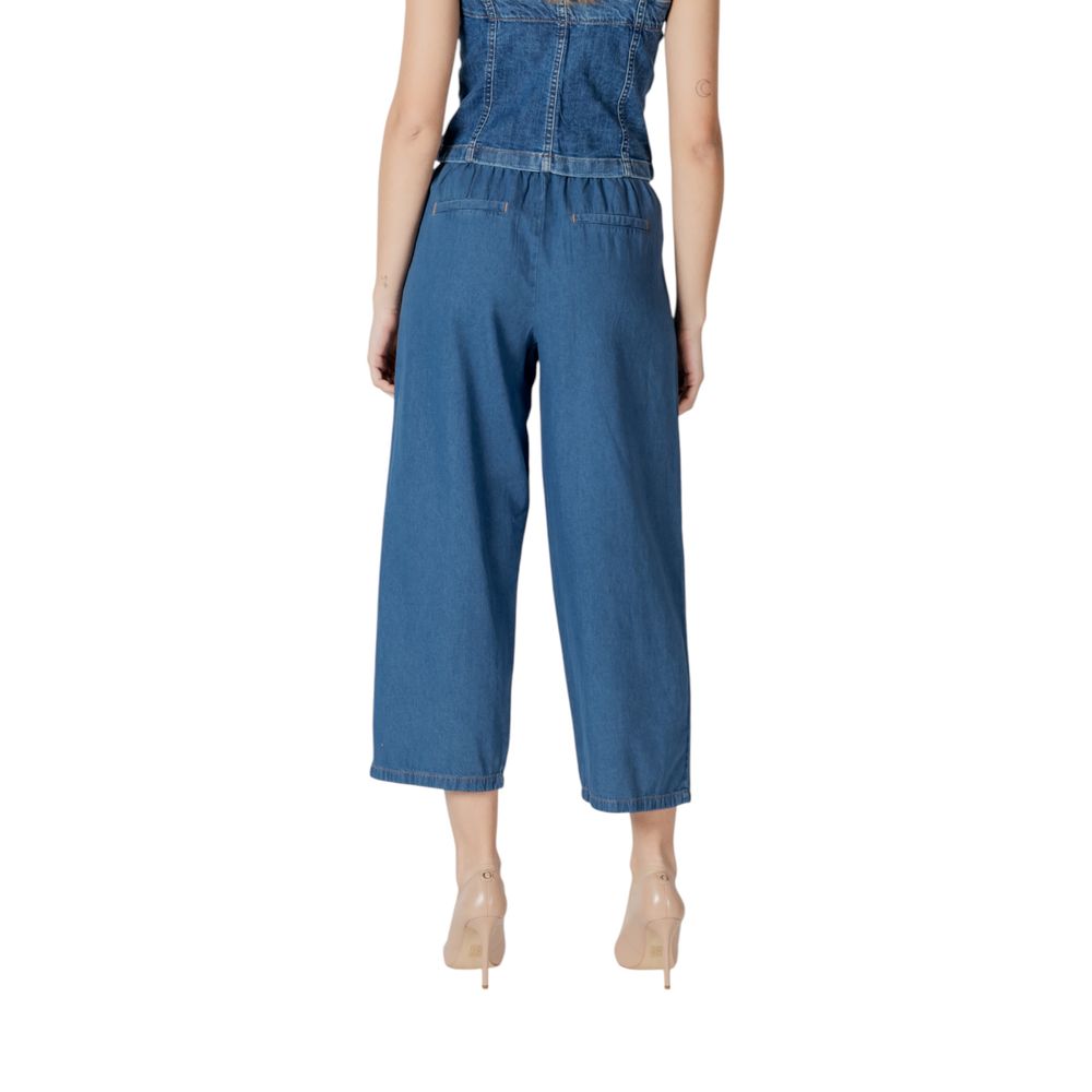 Blue Cotton Cropped Jeans