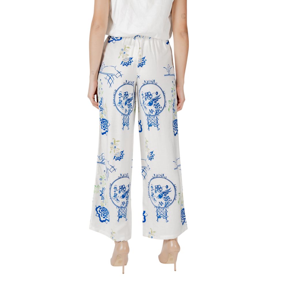 White Viscose Casual Pants