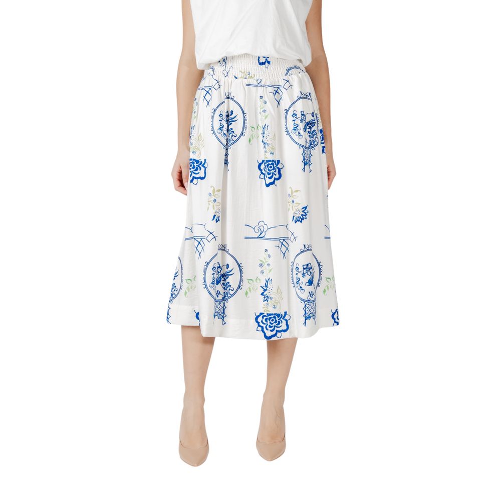 White Viscose Midi Skirt