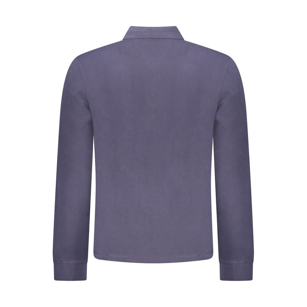 Blue Cotton Men Polo Shirt