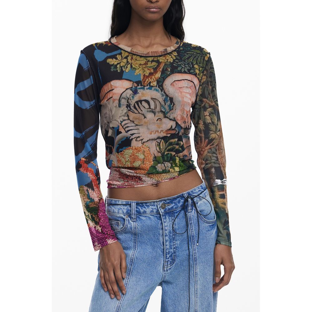 Black Polyester Women T-Shirt