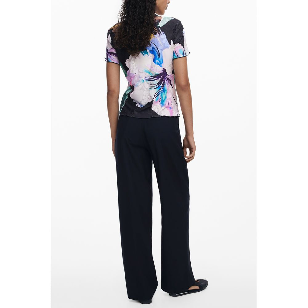 Black Polyester Women T-Shirt