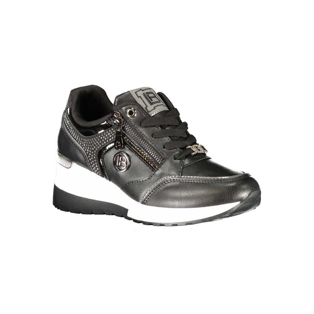 Black Polyurethane Women Sneaker