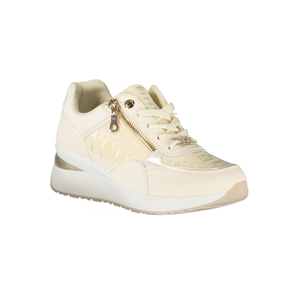 White Polyurethane Women Sneaker