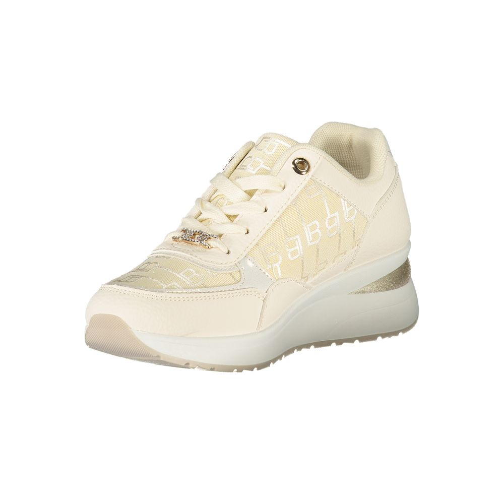 White Polyurethane Women Sneaker