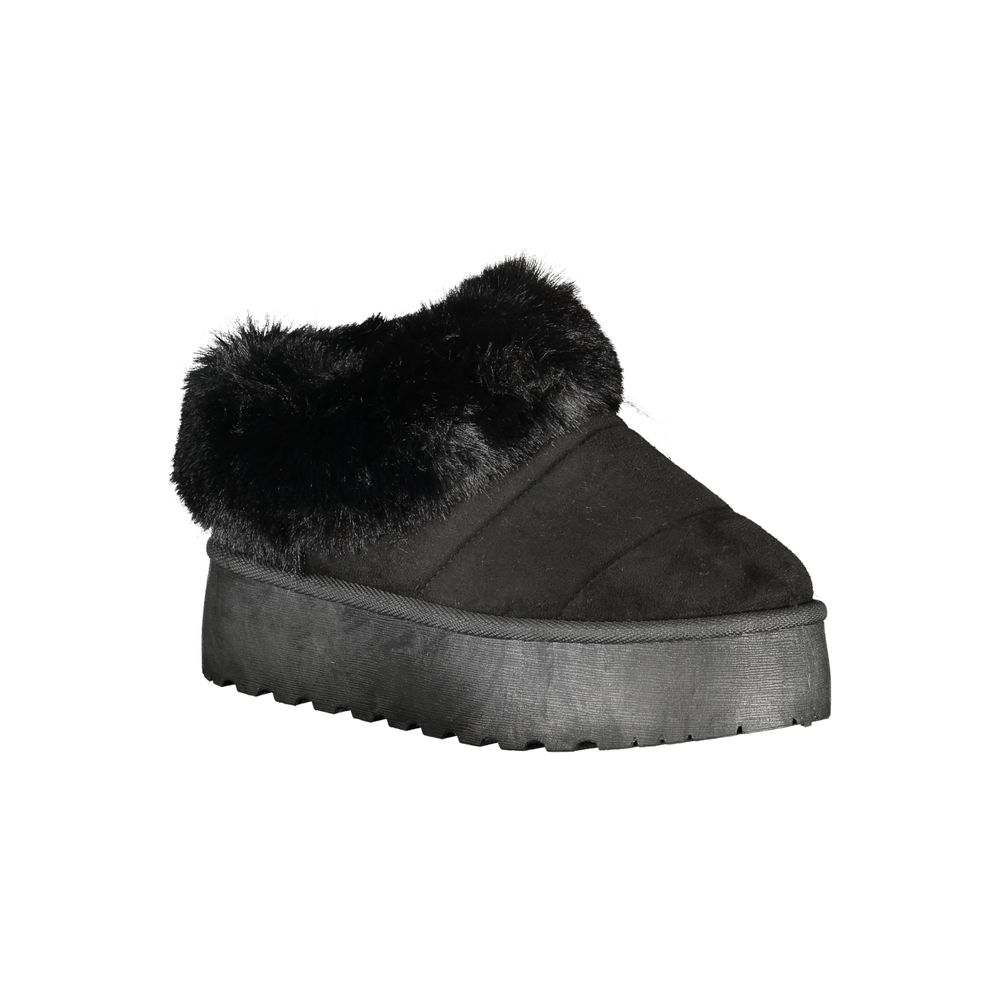 Black Polyester Women Sneaker
