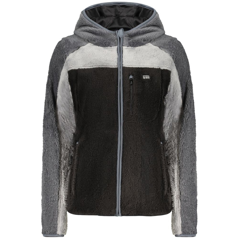 Black Polyester Women's Sweatshirt with Hood