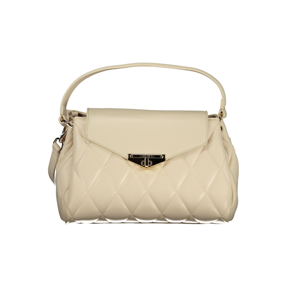 Beige Polyurethane Womens Bag