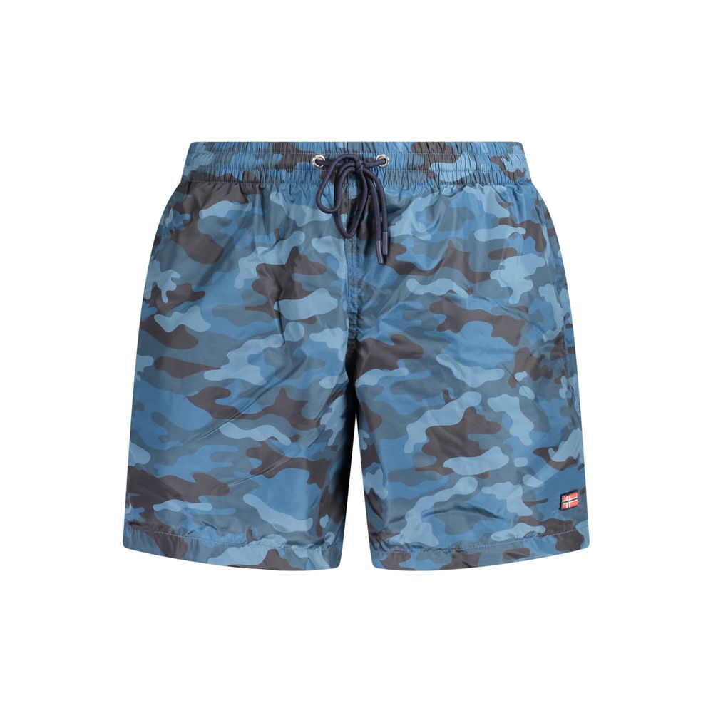 Blu Polyester Men's Swim Boxer