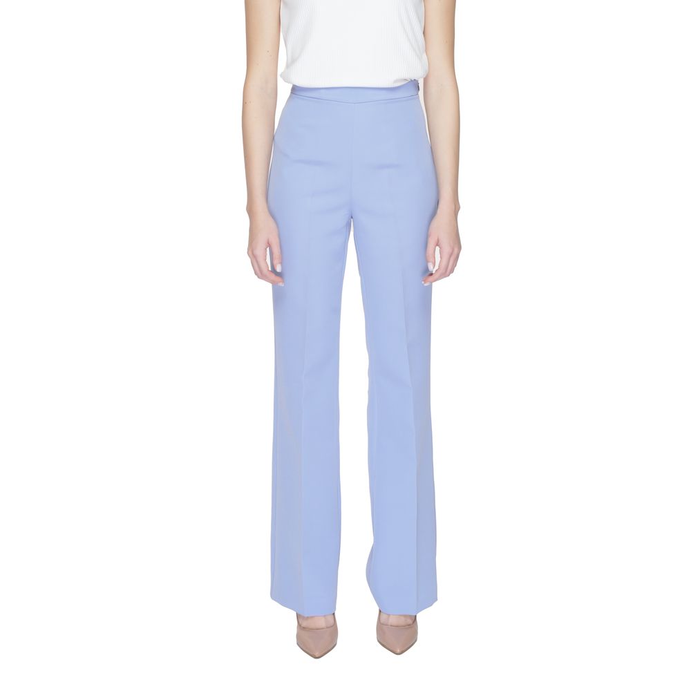 Purple Polyester Casual Pants