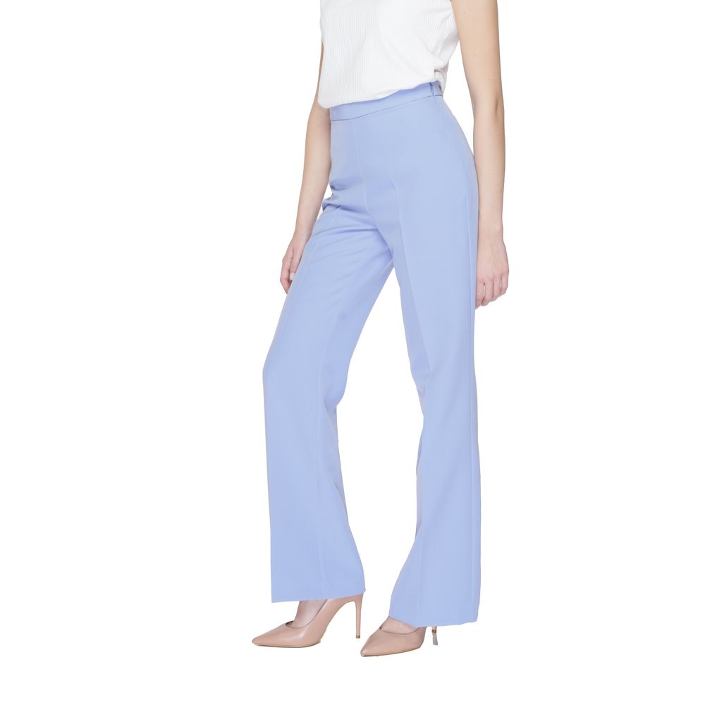 Purple Polyester Casual Pants