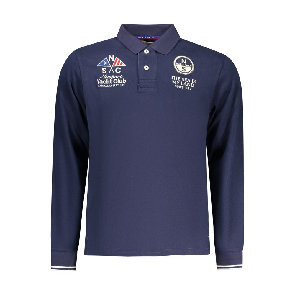 Blue Cotton Men Polo Shirt